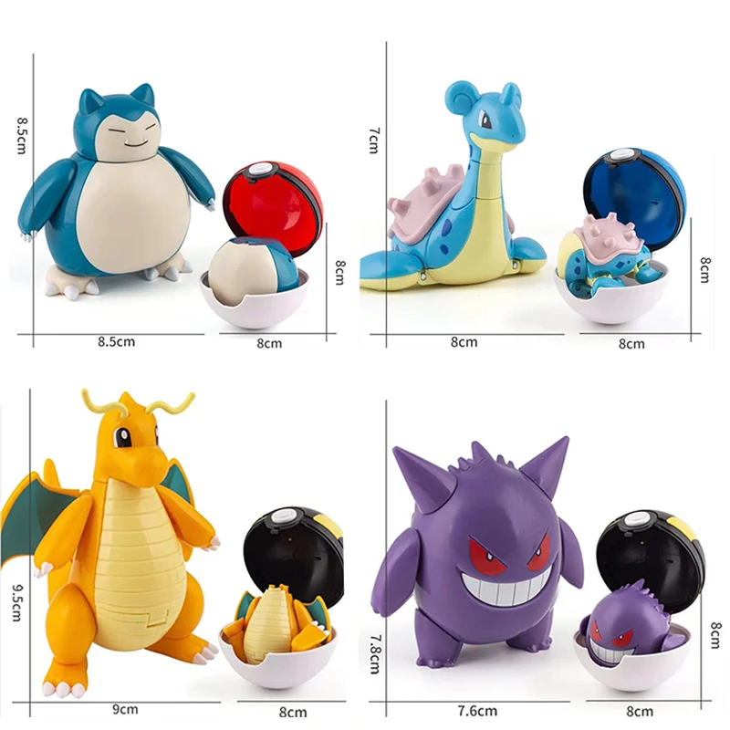 Autentico Pok è mon Pok é Ball GENGAR Trasformazione Bambola Pikachu DRAGONITE MEW Ornamento fatto a mano Regalo di Natale per bambini Giocattolo