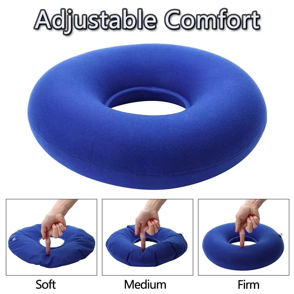 35cm Hip Support Medical Hemorrhoid Seat Pad Inflatable Massage Cushion with Pump Round Ring Pillow Anti Bedsore Donut Chair Pad