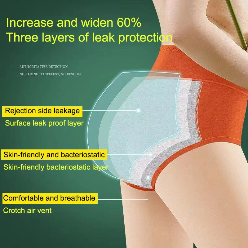 4PCS Cotton Menstrual Panties large flow postpartum water absorption leakproof briefs High Waist Plus Size Waterproof Briefs