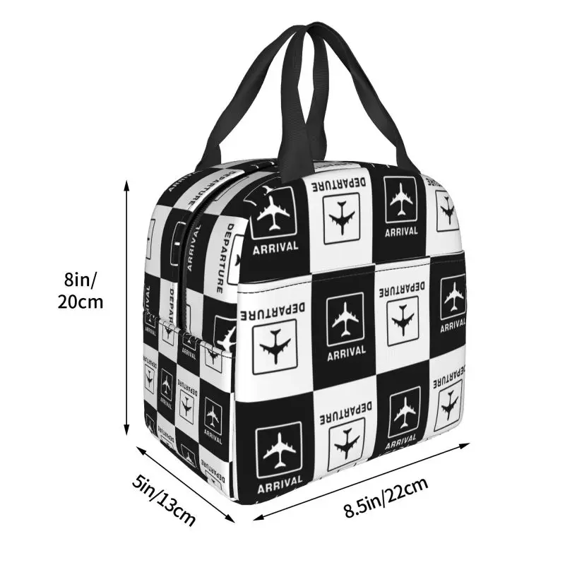 Custom Aviation Airplane Departures Arrivals Lunch Bag Aviator Pilot Plane Warm Cooler Insulated Lunch Boxes for Kids School
