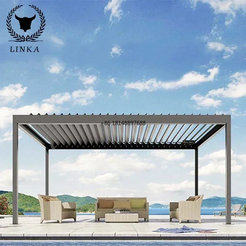 Electric Open Shutter Roof Waterproof Gazebo Pergola Outdoor Pergola Bioclimate