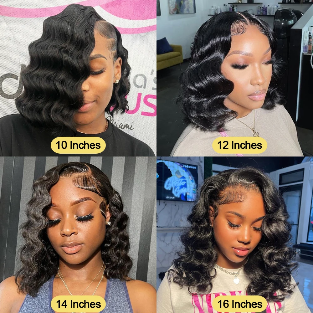 220 الكثافة فضفاض موجة عميقة بوب باروكة من شعر طبيعي 13x4 HD الدانتيل أمامي البرازيلي قصير مجعد 4x4 الدانتيل إغلاق الشعر البشري للنساء