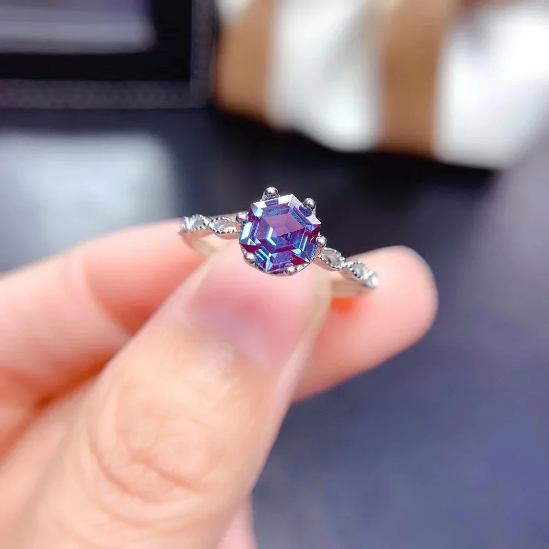 1.5 Carat Natural Alexandrite Ring In Sterling Silver Anillos De Matrimonio Pareja En Oro 14 K