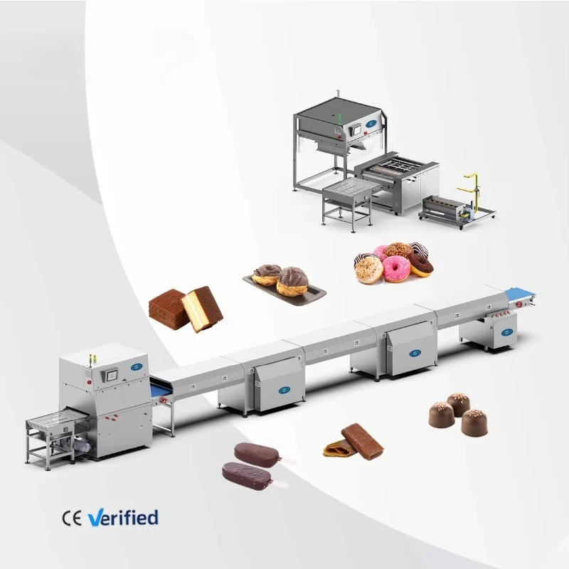 Automatic Chocolate Enrobing Machine Customized Chocolate Making Machine Large Chocolate Production Line for Sale