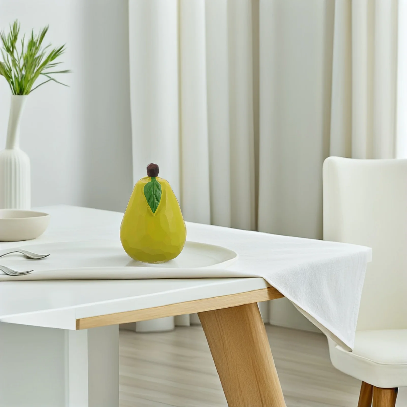 

Hand Carved Wooden Pear Sculpture Unique Fruit Shaped Ornaments Tabletop Centerpiece For Home Living Room Kitchen Decor