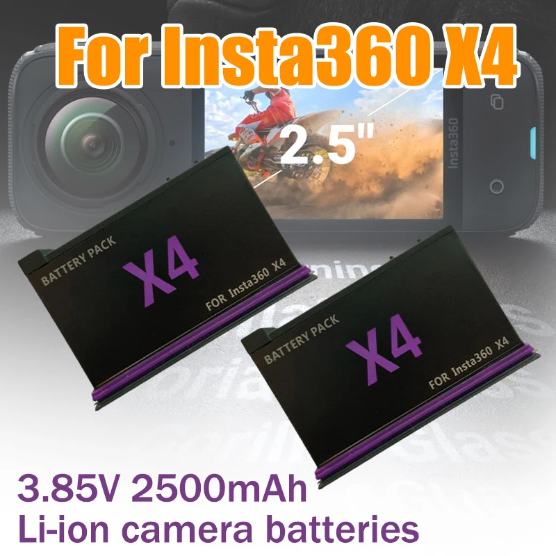 

Original Replacement Battery for Insta360 X4 Camera Accessories 3.85V 2500mAh Li-ion Battery Fast Charge Hub Charger Accessories