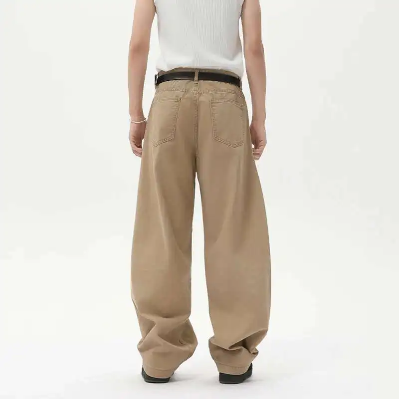 와이드 남성 레그 커브 나이프 바지 American Deconstructed Men Overalls 트렌디 루즈 남성 캐주얼 바지 Vintage N6H4