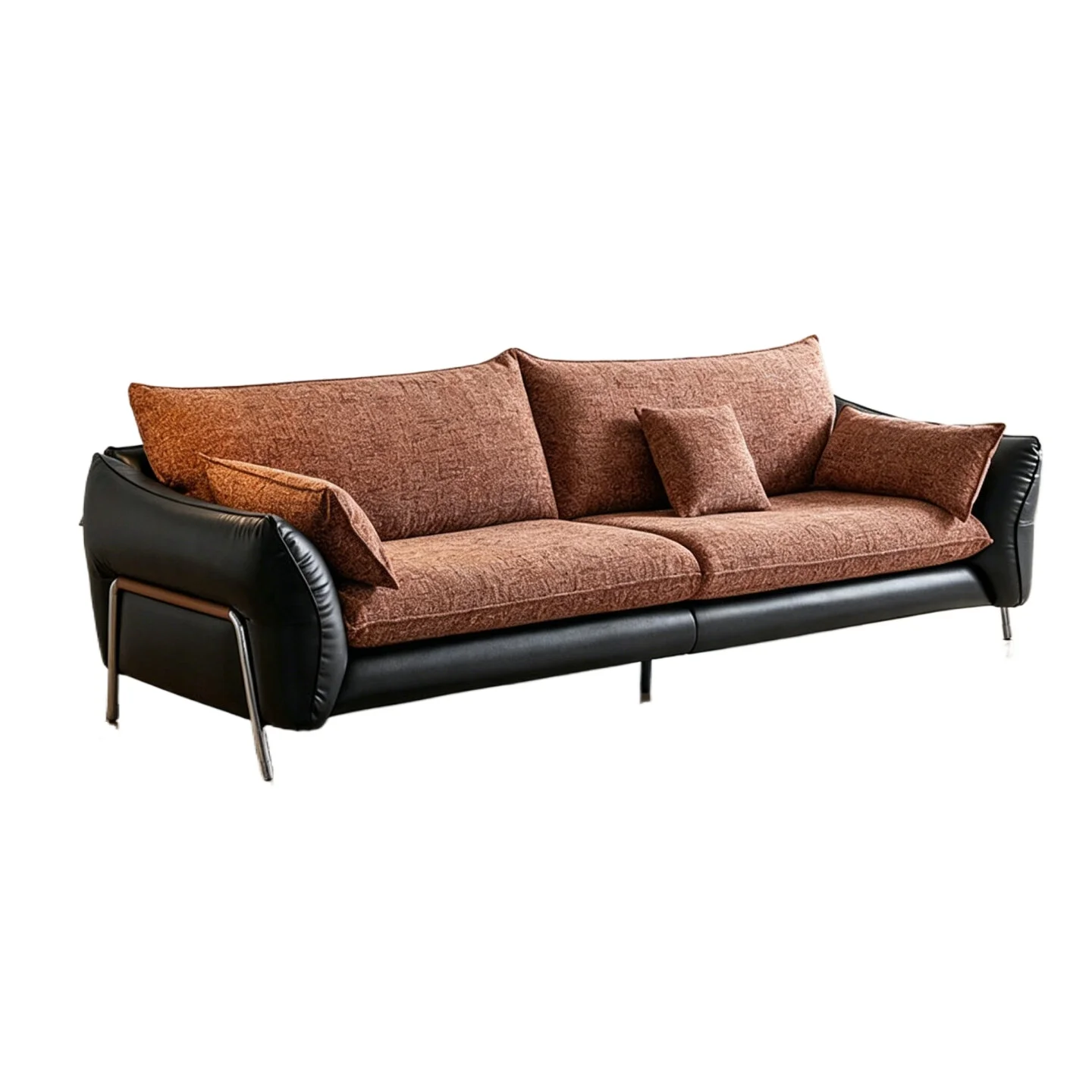 Second-hand style small apartment living room sofa new arrivalfrenchretro straight row leather and cloth dual-use sofa