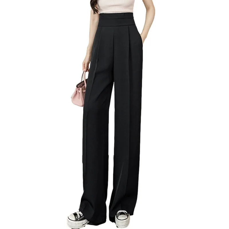 

High-waisted Wide-leg Pants New Simple High-waisted Fashionable Slim and Versatile Pleated Casual Pants