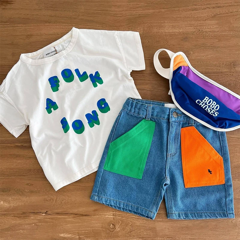 2024 New Children\'s Clothing Set Boys Casual T-shirts and Girls Cartoon Printed Shorts Set Kids Summer Clothing Set