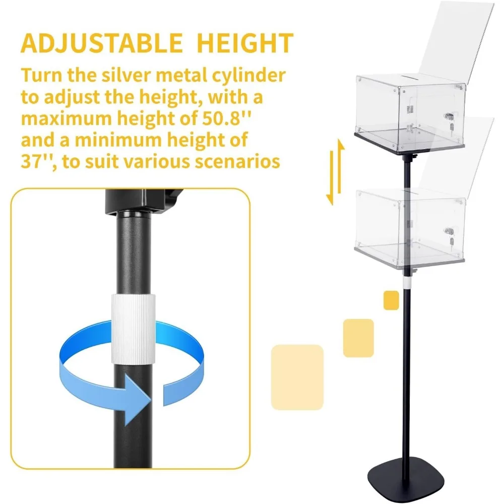 صندوق اقتراحات مع حامل، صناديق تقديم قائمة على الأرض للكنيسة، حامل اللافتات، قاعدة معدنية شديدة التحمل، قفل صناديق التبرعات