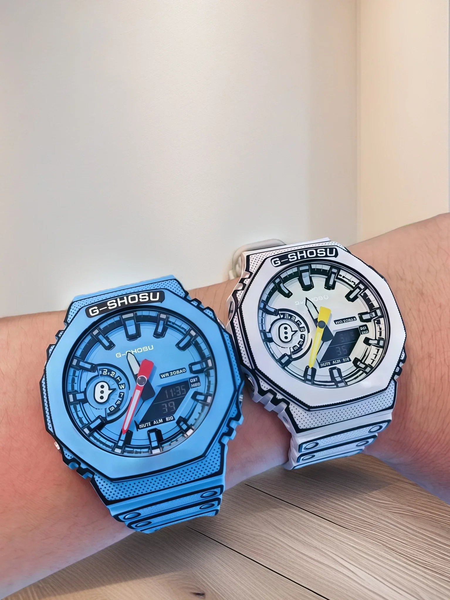 コミックスポーツ電子ユニセックス腕時計フル機能 LED デュアルディスプレイワールドタイム大きな文字盤