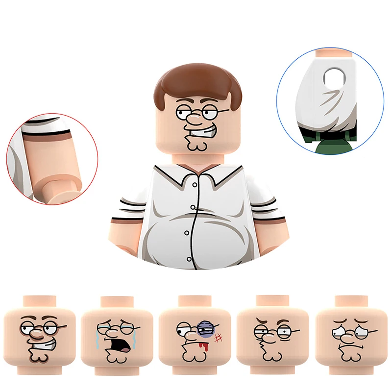 Family Guy Peter Lois Meg Chris Stewie Brian Mini Action Figures Kit Building Blocks Bricks Doll Cartoon Model Kids Toys Gifts
