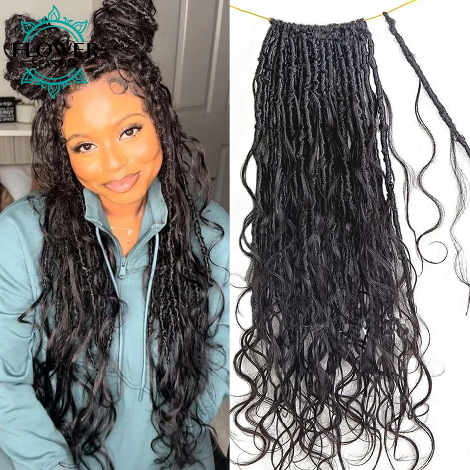 Body Wave Crochet Boho Locs With Human Hair Curls Knotless Braid Goddess Locs Pre Looped Crochet Hair With Human Hair Curly Ends