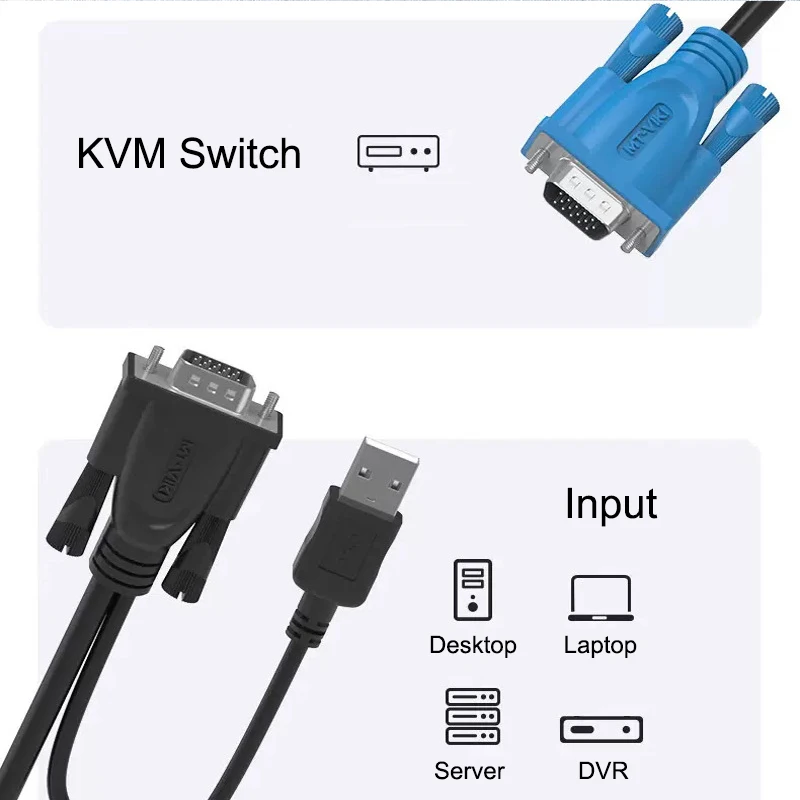 MT-VIKI Maituo Original KVM Cable VGA + USB to VGA 1.5m 3m and 5m, 5ft 10ft 15ft for 26xKL 46xKL 271UK-L 471UK-L 801UK-L