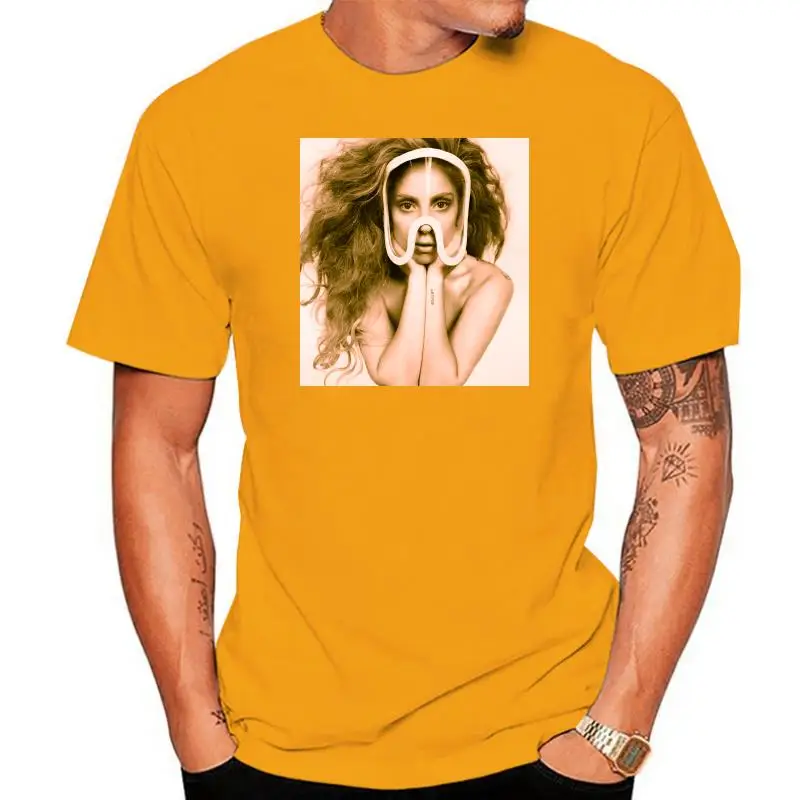 Lady Gaga Men'S Artpop Teaser T-Shirt White Rockabilia Slim Fit Tee Shirt