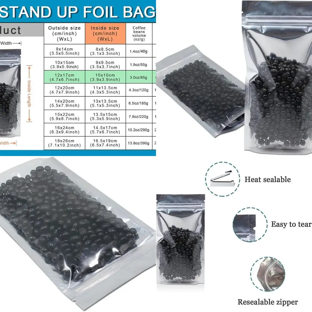 

Resealable 500-Piece Clear Zip Lock Aluminum Foil Bags for Long-Term Food Storage, 4.7x6.7 inches