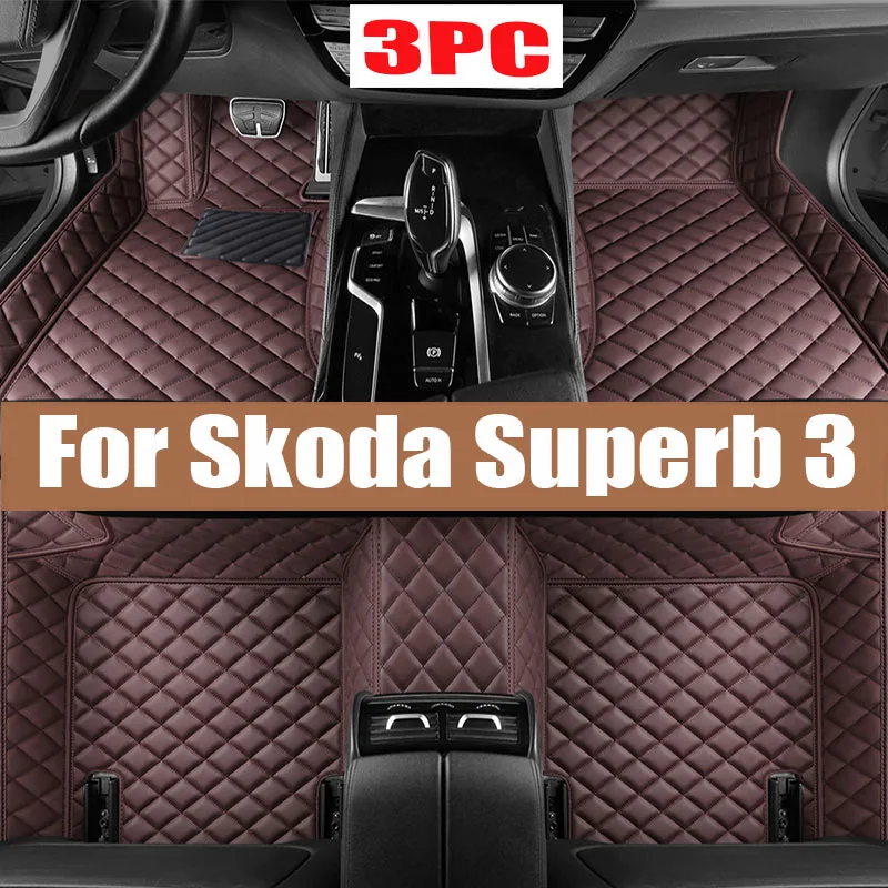 

Custom Made Leather Car Floor Mats For Skoda Superb 3 2016 2017 2018 2019 2020 2021 Carpets Rugs Foot Pads Accessories