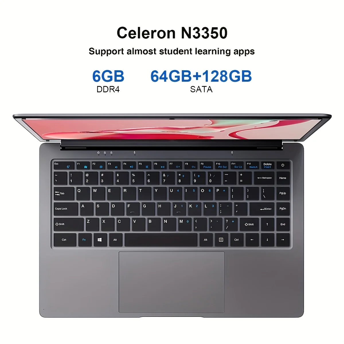 Intel Celeron n3350を搭載した14インチのラップトップ,6GB RAM,64GB 128GB SSD,Windows 10