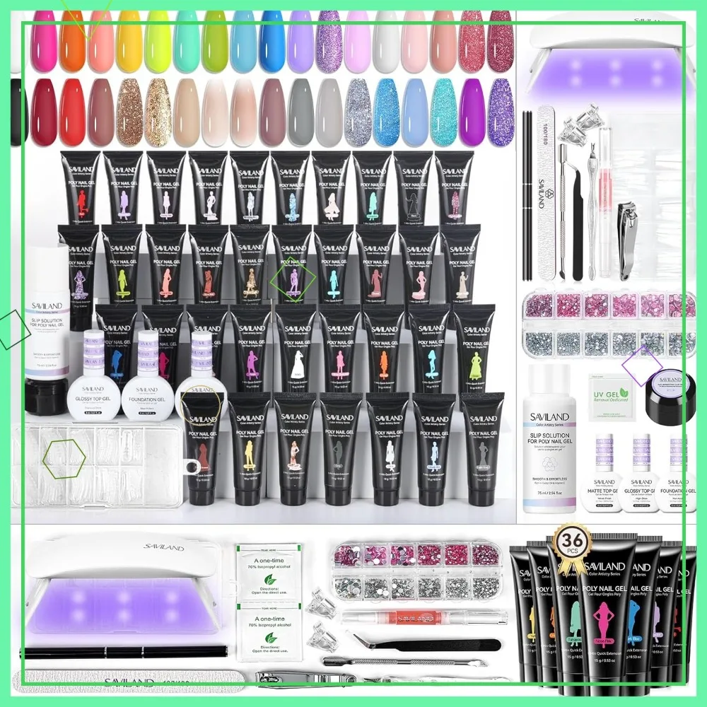 

36-Color Poly Gel Nail Kit with UV Lamp for Quick DIY Extensions and Long-Lasting Manicures at Home