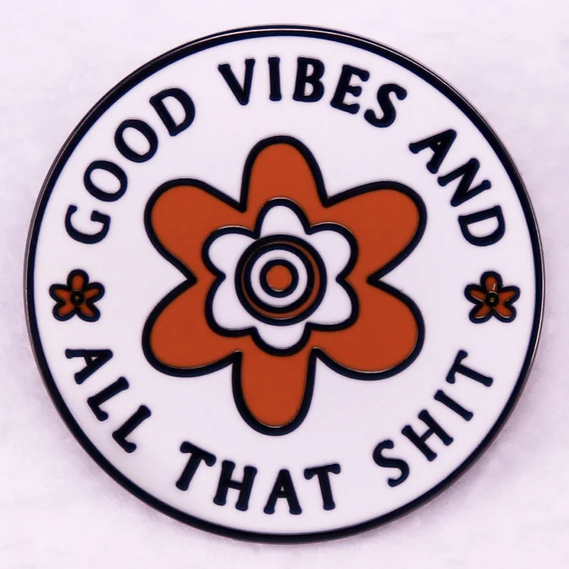 

Good vibes badge Enamel Pin brooch 70s Hippy Boho Groovy jewelry Backpack Decorate