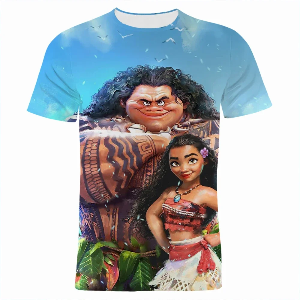 2024 Summer Movie Men\'s 3D Print T-shirts Moana Boy Girl Kids Cartoon T Shirt Short Sleeve Women Tee Tops