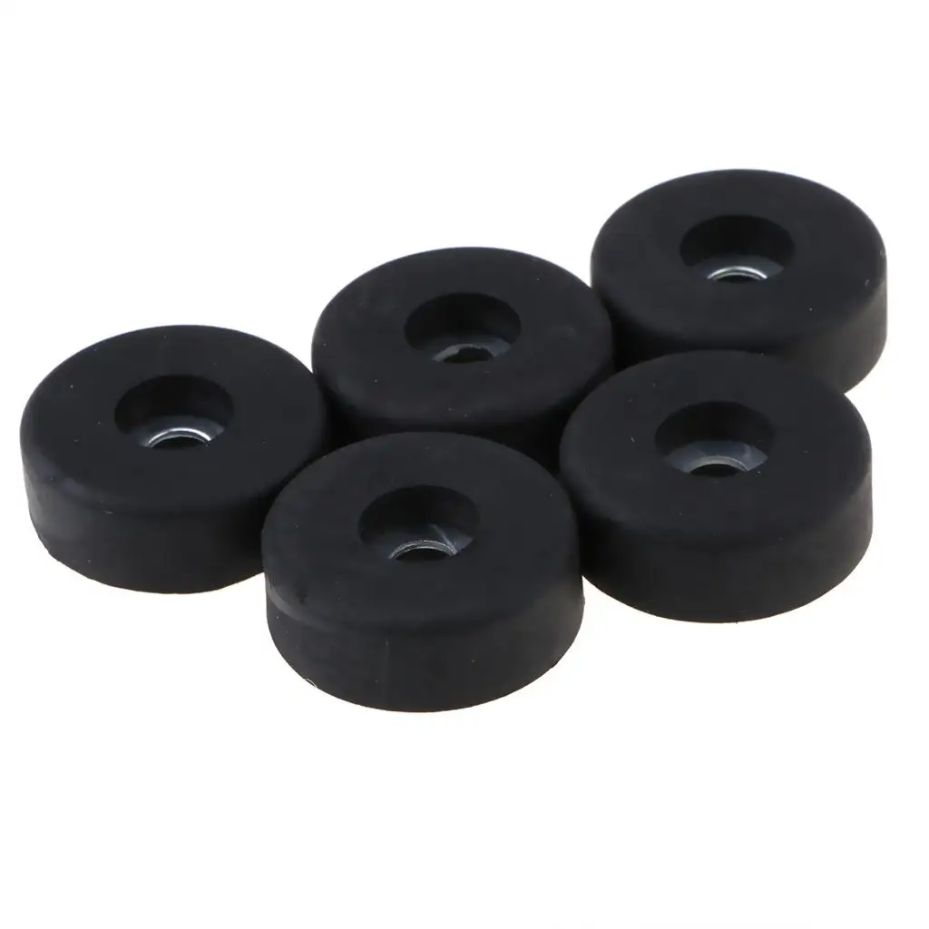 5 0x10mm Furniture Cabinet Round Rubber Case Feet Anti-Slip Circular Bumper Pads Black