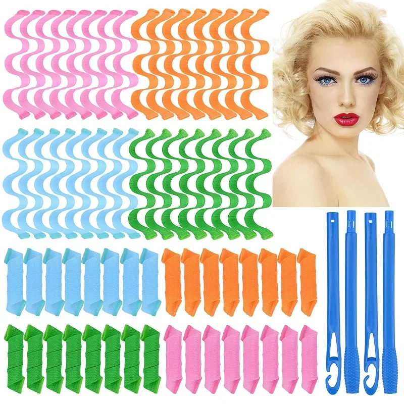 12/10PCS Heatless Curls Hair Rollers Women Hair Curling Tongs Headband Sleeping Soft Wave Formers No Heat Curls Curlers Modeler