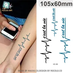 Arte corporal a prueba de agua tatuajes temporales para hombres y mujeres moda 3d electrocardiogram pegatina para diseño de tatuaje al por mayor HC1089