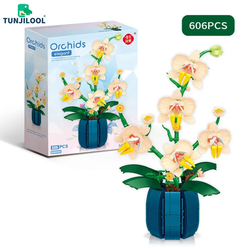 

Tiny brick flower children puzzle Orchid Building Blocks toys flowers adjustable Plant Model Bricks House decorate toy for kids