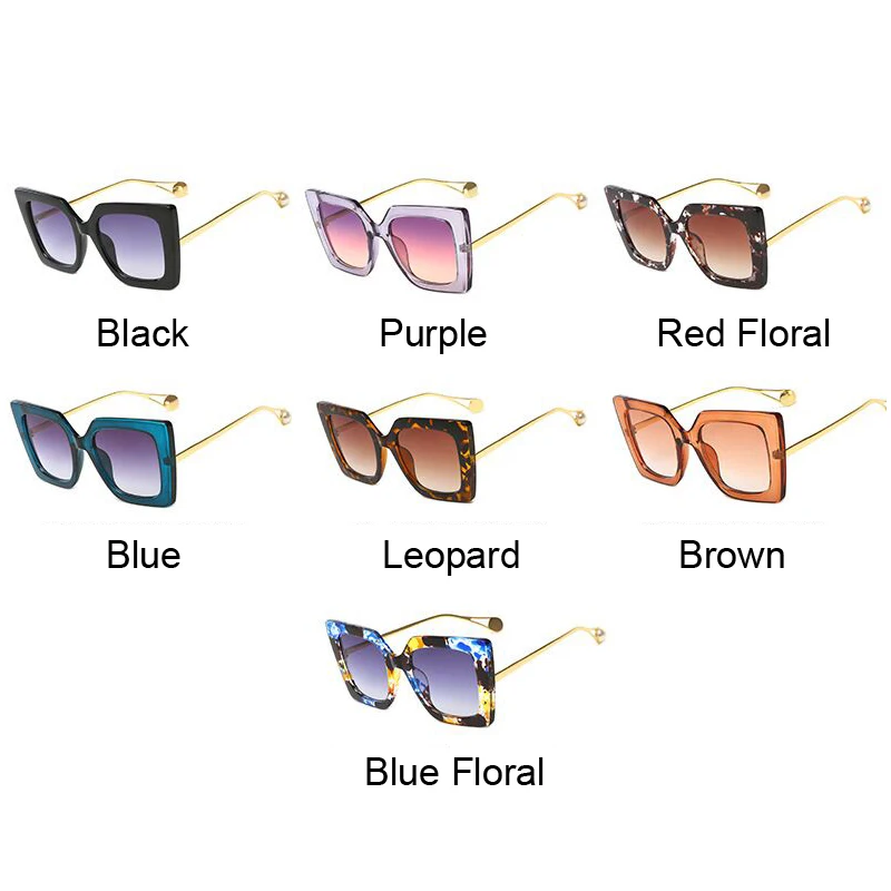 Vintage Oversized Sunglasses Women Luxury Brand Square Sun Glasses Female Retro Floral Fashion Designer Gradient Oculos De Sol