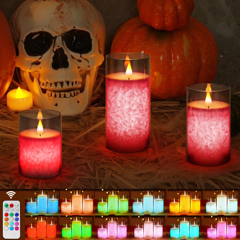 Acrylic LED Electronic Candle Lights Battery Operated Candles With Remote Control And Timer For Home Halloween Christmas Wedding