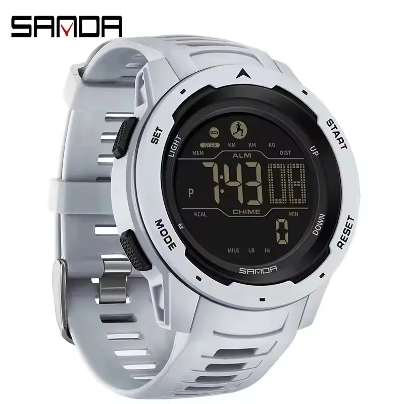 

SANDA 2145, брендовые часы для мужчин, спортивные водонепроницаемые светодиодные светящиеся цифровые часы с календарем, военные мужские наручные часы, reloj hombre