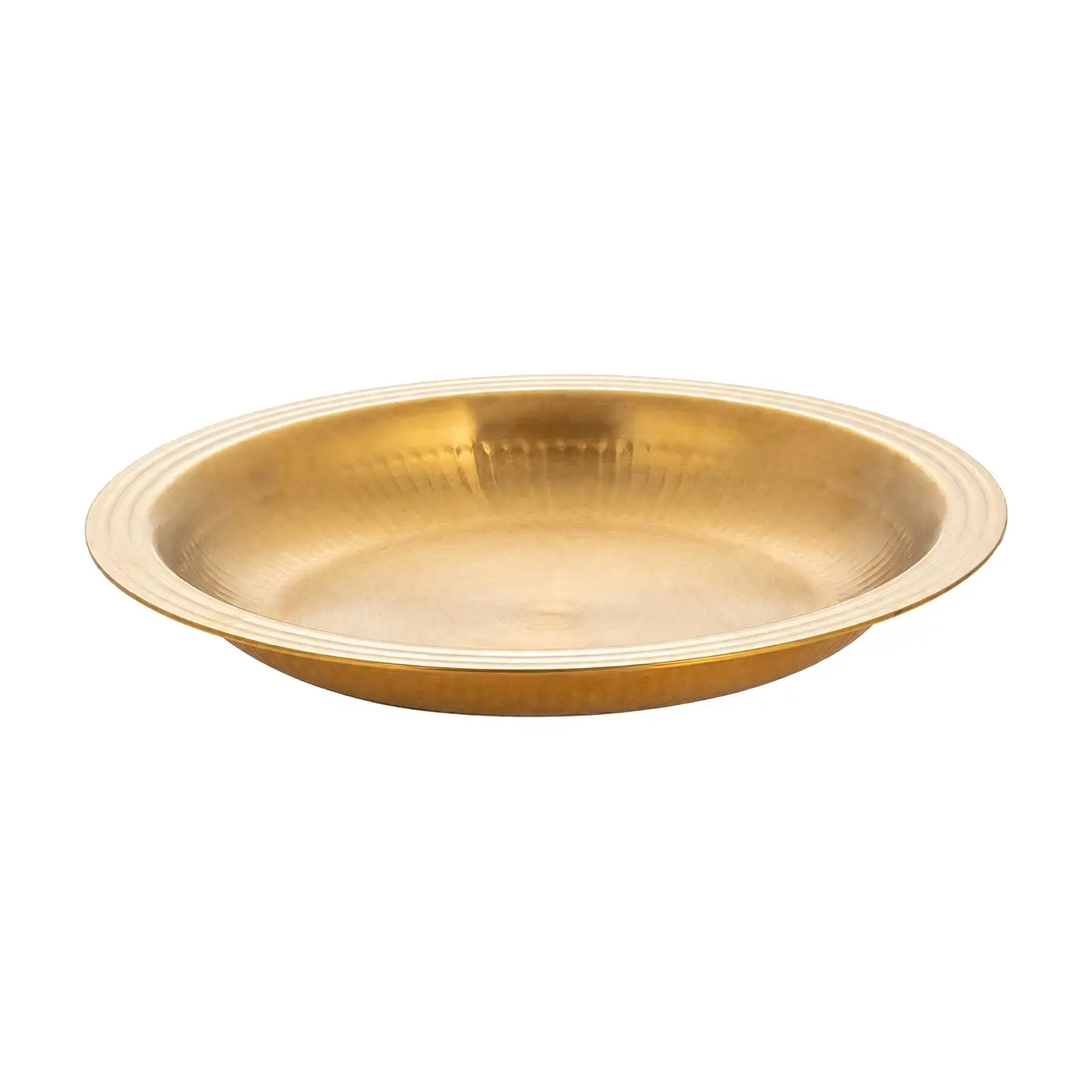 Gold-Plated Serving Plate Thickened Round Shallow Serving Plate Elegant Long-Lasting for Dining Table, Buffet