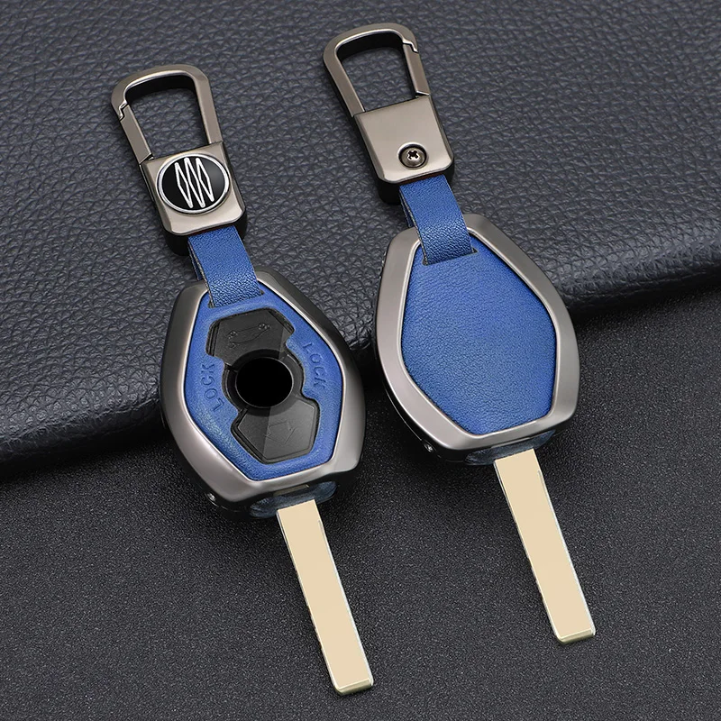 Zinc Alloy+ Leather Car Key Case Cover for BMW 3 5 7 Series X5 E53 X3 F83 E46 E39 E38 E60 E63 E61 E64 330i Z3 Z4 E85 E86 M5 325i