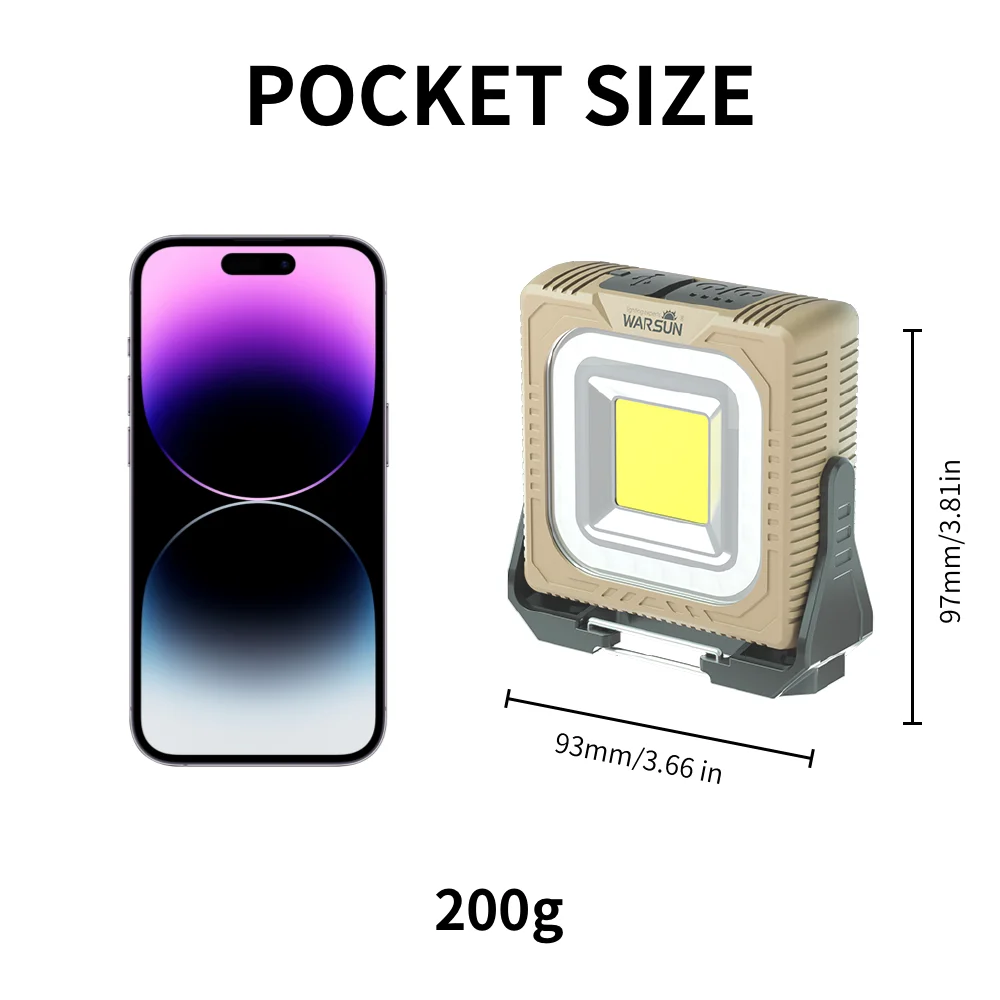 WARSUN Rechargeable LED Camping Lantern G600-K Mini Tripod Work Light 6 Modes, 1000 LM High Lumens Portable Magnetic Flashlight