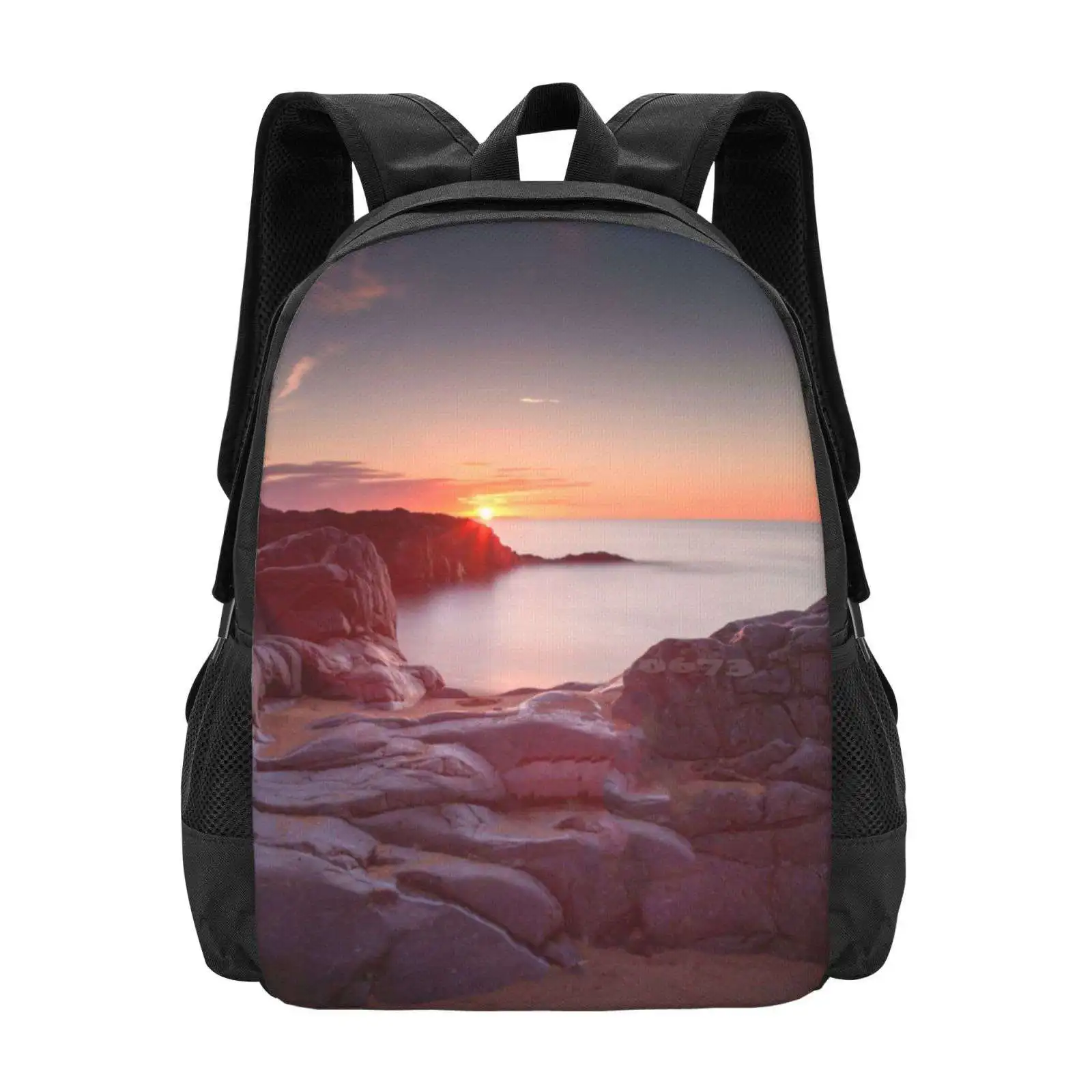 Sunrise Over Bracelet Bay Hot Sale Schoolbag Backpack Fashion Bags Bracelet Bay Sunrise Morning Mumbles Lighthouse Beach