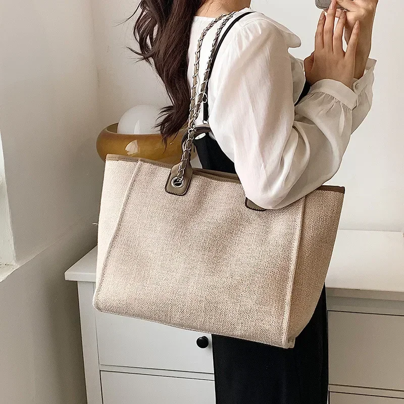 2022 New Women\'s Shoulder Bag Bucket Bag Fashion Large Capacity Handbag Chain Tote Travel Totes Weekend Jumbo Canvas Bags