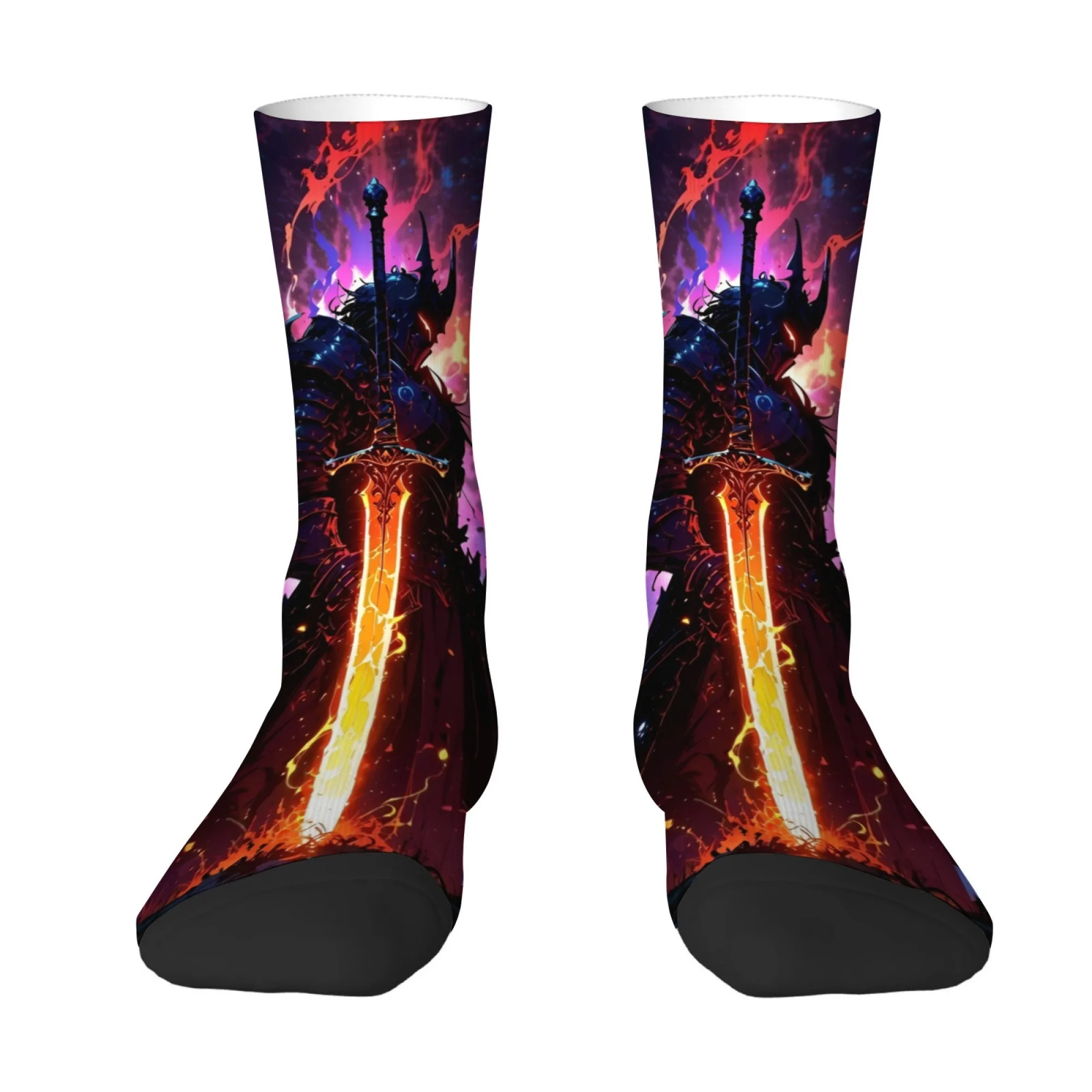 Fantasy Knight Socks Slim Fit Durable Lightweight Men's Socks Travel Casual Wear Running Trendy Street Style Novelty Edgy Socks