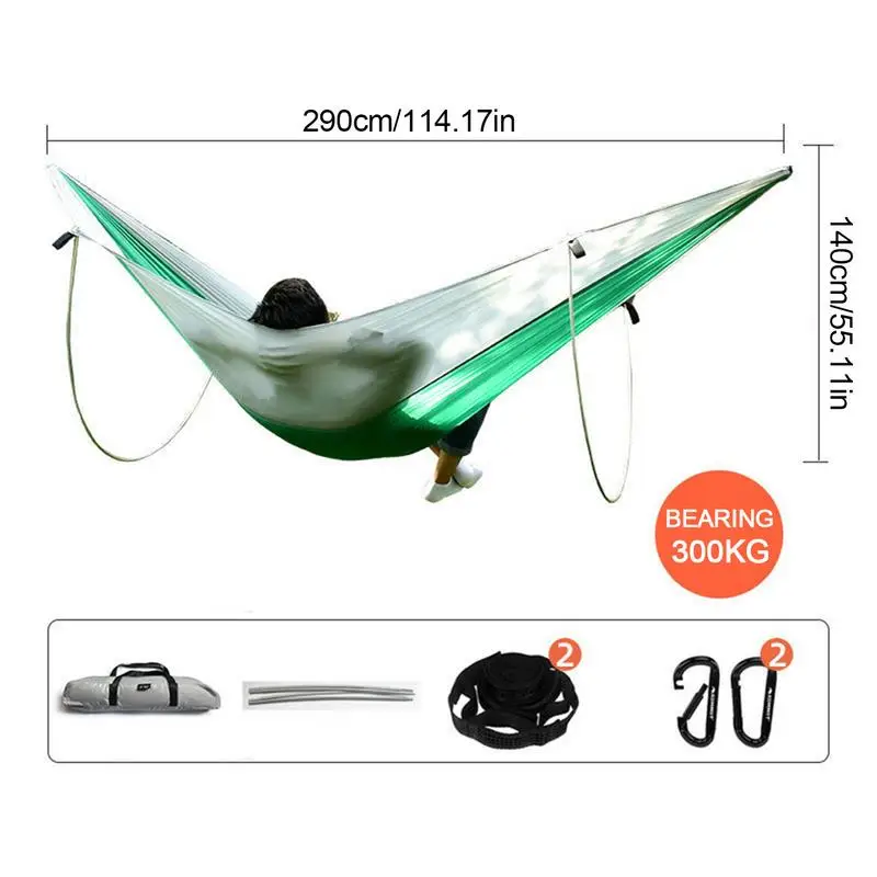 Outdoor Hammock Outdoor Parachute Hammock Nylon Parachute Hammock Lightweight Camping Hammock Nylon Waterproof Dual Support Pole