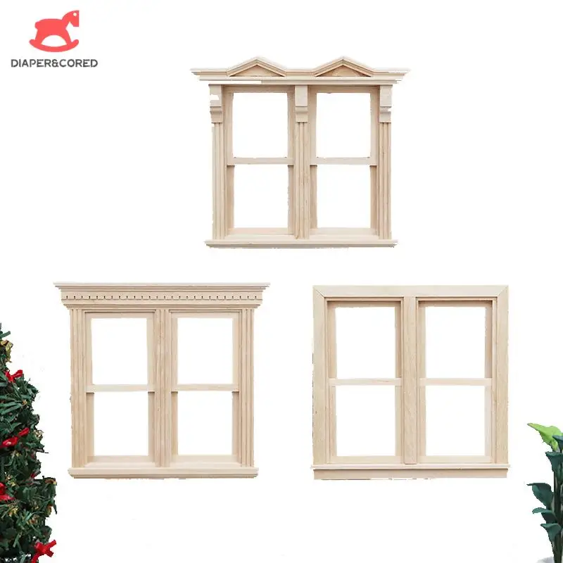 1:6 1:12 Scale Dollhouse Miniature Window Sliding Windows Can Be Painted Furniture Model Decor Toy Doll House Accessories