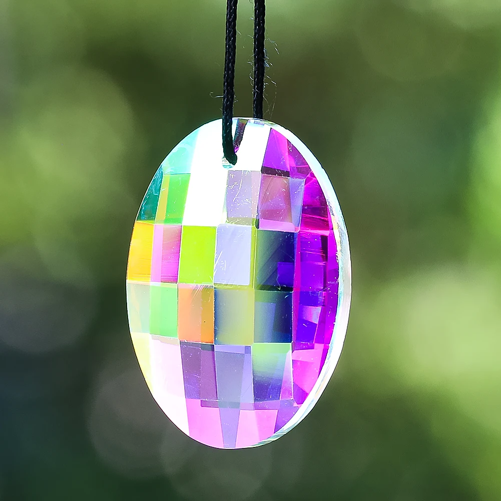 

2pcs 50mm Oval Crystal Mesh Faceted Crystal Pendant Chandelier Lighting Accessories Sun Catcher Outdoor Hanging Decoration