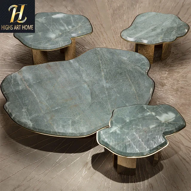 Luz italiana luxo lírio de água em forma especial mesa de centro de mármore designer villa sala de estar alta e baixa combinação café