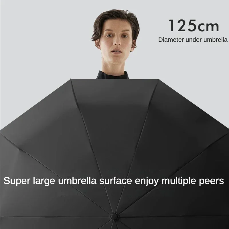 Waterproof Bone Ring Large Automatic Double Clasp Umbrella 10 Fully Women Reinforce Strong Sturdy Folding Windproof Men