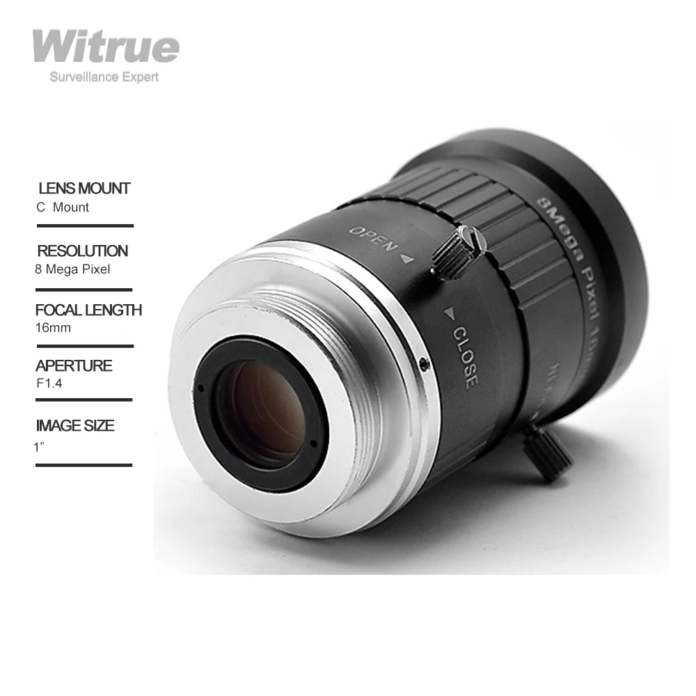 8.0Megapixels 1920P 4K CCTV Lens 16mm C Mount F1.4  1\