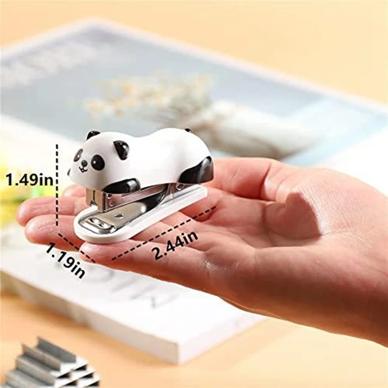 4 Pcs Panda Desktop Stapler Stapler For 12 Sheet Capacity, Stapler With 4000PCS No.10 Staple & Built-In Staple Remover