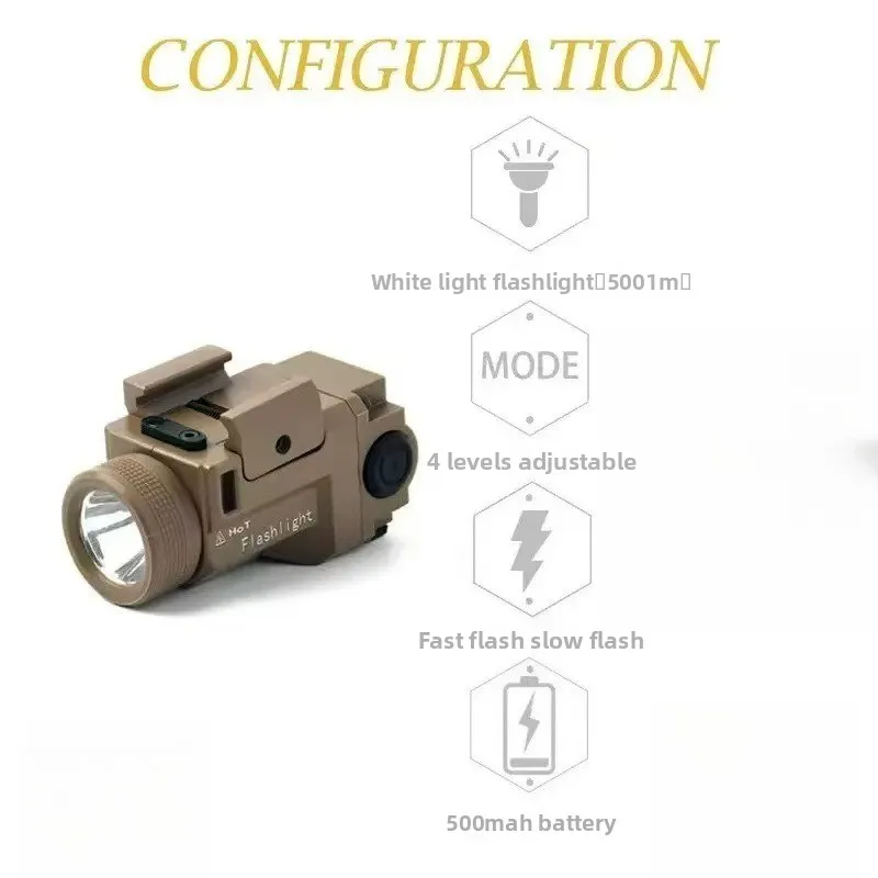 Metal Mini Illumination Flashlight For Hobby Model Rail Mount 500mAh Battery USB Charge Strobe & Solid Light Modes