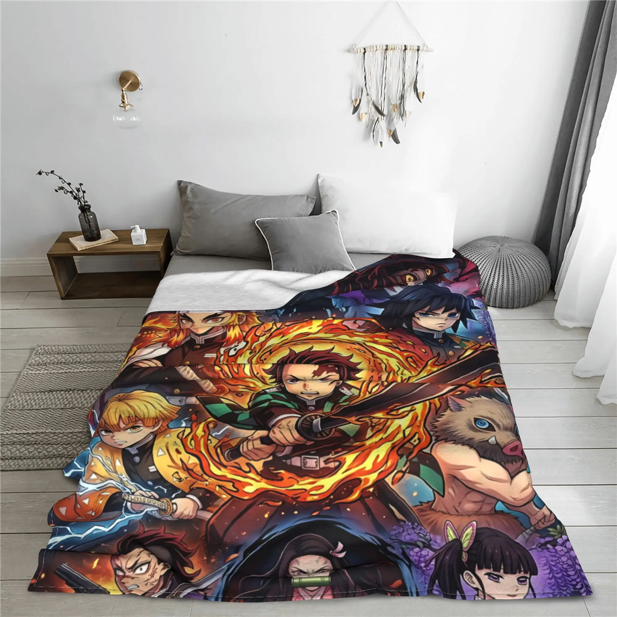 1PC Demon Slayers Blanket Throw Blanket  Novelty Warm Blanket All Season Home Gift
