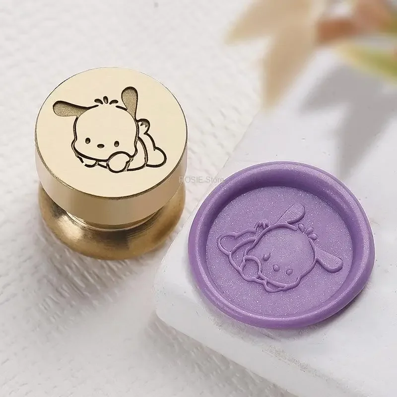 Sanrio Hello Kitty stempel segel lilin kartun kepala tembaga kartu Scrapbooking amplop stempel Natal hadiah anak-anak dekoratif