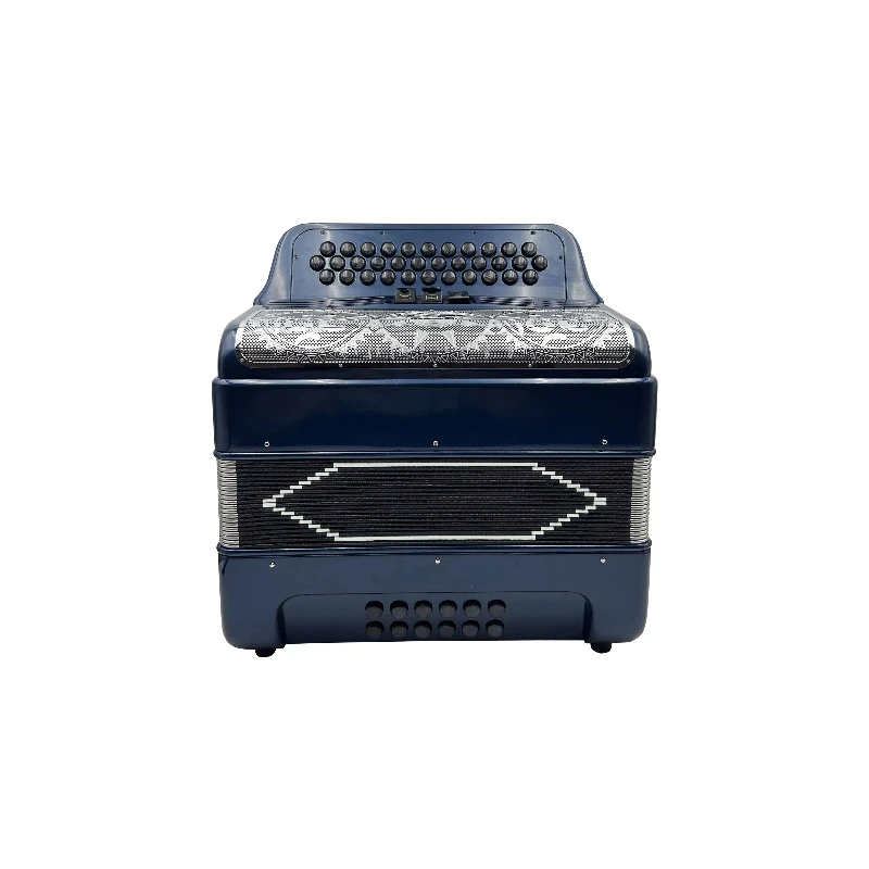 

34 Buttons 12 Bass 3 Sets of Dark Blue Accordion with Silver Grill